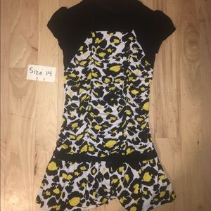 Yellow, black, and white leopard spotted dress.